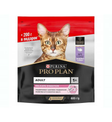 Сухой Корм Pro Plan (Проплан) Для Кошек с Чувствительным Пищеварением Индейка 400г+200г (1*8)