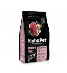 Сухой Корм Alphapet (Альфапет) Superpremium Для Щенков Крупных Пород Говядина и Рубец 3кг (1*3) 51478