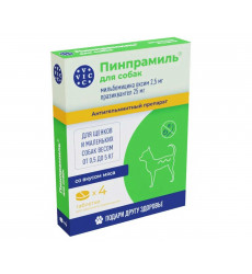 Таблетки Пинпрамиль 2,5мг/25мг Для Щенков и Собак 4-Таблетки Коробка