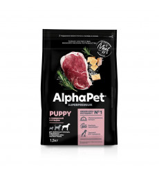 Сухой Корм Alphapet (Альфапет) Superpremium Для Щенков Крупных Пород Говядина и Рубец 1,5кг (1*6) 51645