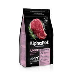 Сухой Корм Alphapet (АЛьфапет) Superpremium Для Щенков Крупных Пород Говядина и Рис 3кг (1*3) 51492