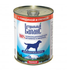 Консервы Натуральный Баланс Для Собак Говядина и Гречка 340г (1*12)