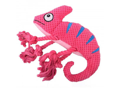 Игрушка Mr.Kranch (Мистер Кранч) Для Собак Хамелеон Плюшевый с Канатиками и Пищалкой 26см Розовая  