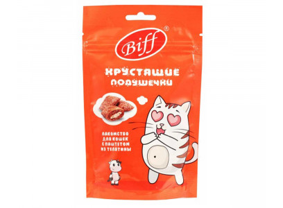 Лакомство Biff (Бифф) Для Кошек Хрустящие Подушечки с Паштетом Из Телятины 60г 026687 