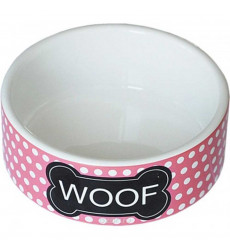 Миска №1 Керамическая Woof 440мл 12,5*5см Бело-Розовая Мкр1209