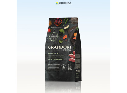 Сухой Корм Grandorf Fresh (Грэндорф Фреш) Cat Sterilised Duck&Sweet Potato Для Стерилизованных Кошек Утка С Бататом 400гр 52659