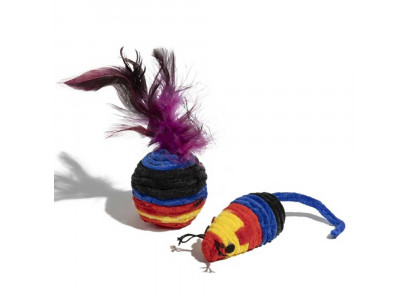 Игрушка-Погремушка Wogy (Воги) Для Кошек Набор 2-Предмета, Мышка И Шарик с Пером 2024-0875