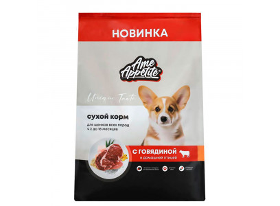 Сухой Корм AmeAppetite (АмАппетит) Superpremium Для Щенков Говядина и Домашняя Птица 1,5кг 