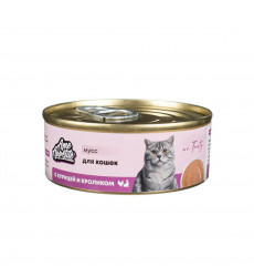 Влажный Корм AmeAppetite (АмАппетит) Для Кошек Курица и Кролик Мусс Консерва 100г