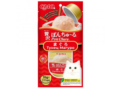 Влажный Корм Inaba (Инаба) Ciao Pon Churu Для Кошек 35г*2шт Суфле-Лакомство Тунец Магуро  