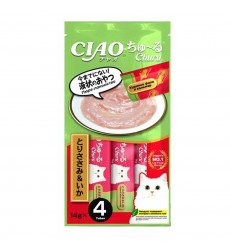 Лакомство Inaba (Инаба) Ciao Churu Для Кошек 14г*4 Пюре Куриное Филе и Кальмар 