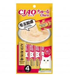Лакомство Inaba (Инаба) Ciao Churu Для Кошек 14г*4 Пюре Куриное Филе Для Вывода Шерсти 