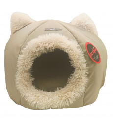 Дом-Пещера Для Кошек Brava (Брава) с Ушками Светло/Оливковый 40*40*29см 10783