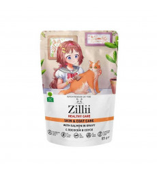 Влажный Корм Zillii (Зилли) Healthy Care Skin & Coat Для Кошек Поддержка Здоровья Кожи и Шерсти Лосось в Соусе 85г 5657152 