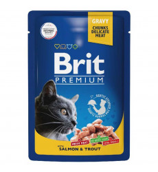 Влажный Корм Brit (Брит) Premium Для Кошек Лосось и Форель в Соусе 85г (1*14) 5048854