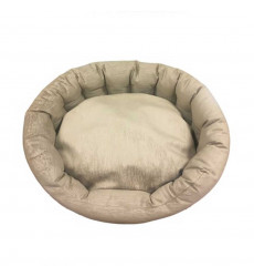 Лежанка CLP Овальная Капучино, S, 52*40*21, Бежевый, Мебельный Велюр
