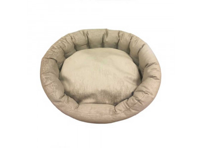 Лежанка CLP Овальная Капучино, S, 52*40*21, Бежевый, Мебельный Велюр