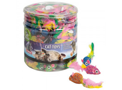 Игрушка Flamingo (Фламинго) Для Кошек Мышь с Пером 5 См - Канистра   