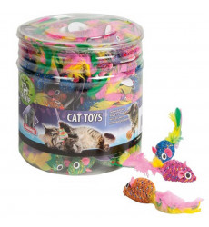 Игрушка Flamingo (Фламинго) Для Кошек Мышь с Пером 5 См - Канистра  