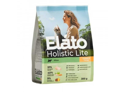 Сухой Корм Elato (Илато) Holistic Lite Для Котят Курица и Индейка 300г 