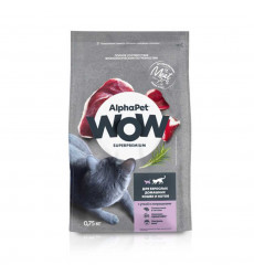 Сухой Корм Alphapet (Альфапет) Wow Superpremium Для Кошек Утка и Потрошки 750г 50884