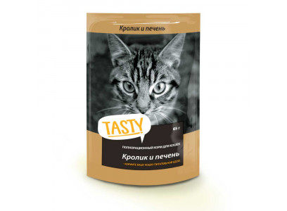 Влажный Корм Tasty (Тести) Для Кошек Кролик и Печень в Желе 85г 