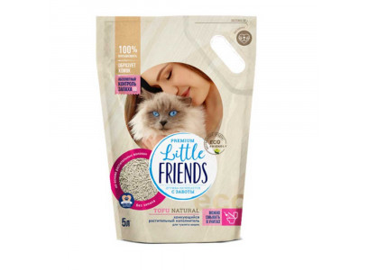Наполнитель Little Friends (Литтл ФРендс) Tofu Natural  П/М Пакет, Растительный Комкующийся 2,5л