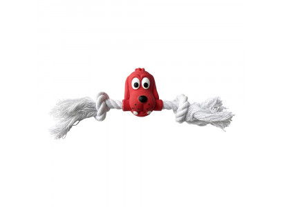 Игрушка №1 Мордочка Собаки с Веревкой, с Пищалкой, Латекс, 20см Лс317