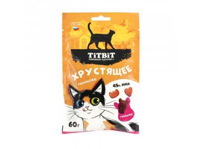 Лакомство TiTBiT Для Кошек Хрустящее с Говядиной 60г 