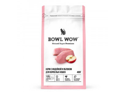 Сухой Корм Bowl Wow (Боул Вау) Для Кошек Индейка и Яблоко 400г 