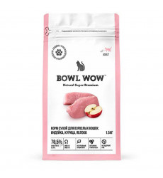 Сухой Корм Bowl Wow Bowl Wow (Боул Вау) Для Кошек Индейка и Яблоко 1,5кг