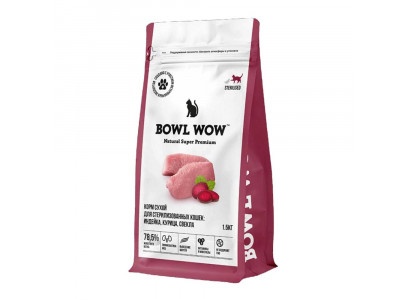 Сухой Корм Bowl Wow (Боул Вау) Для Стерилизованных Кошек Индейка и Свекла 1,5кг 