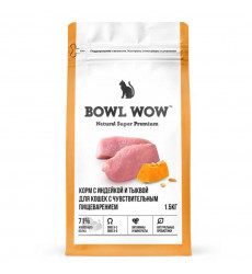 Сухой Корм Bowl Wow (Боул Вау) Для Кошек с Чувствительным Пищеварением Индейка и Тыква 1,5кг