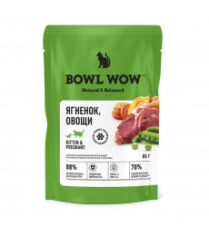 Влажный Корм Bowl Wow (Боул Вау) Для Котят Ягненок и Овощи в Соусе 85г