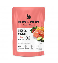 Влажный Корм Bowl Wow (Боул Вау) Для Стерилизованных Кошек Лосось и Овощи в Соусе 85г