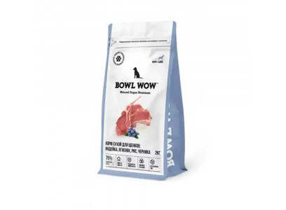 Сухой Корм Bowl Wow (Боул Вау) Для Щенков Крупных Пород Fresh Meat Ягненок, Индейка, Рис и Черника 800г  