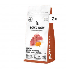 Сухой Корм Bowl Wow (Боул Вау) Для Собак Мелких Пород Fresh Meat  Ягненок, Индейка, Рис и Тыква 2кг