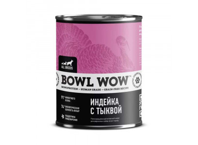 Консервы Bowl Wow (Боул Вау) Для Собак Индейка и Тыква 340г 