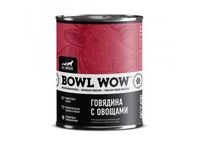 Консервы Bowl Wow (Боул Вау) Для Собак Говядина и Овощи 850г