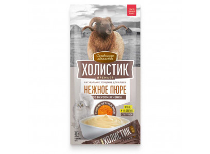 Лакомство Деревенские Лакомства Для Кошек  Нежное Пюре Вкус Ягненка с  Икрой Летучей Рыбы Холистик 4*10г 79215717 