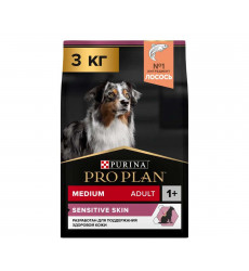 Сухой Корм Pro Plan (Проплан) Для Собак Средних Пород с Чувствительной Кожей Лосось и Рис OPTI Derma Sensitive Skin Medium Adult 3кг (1*4)