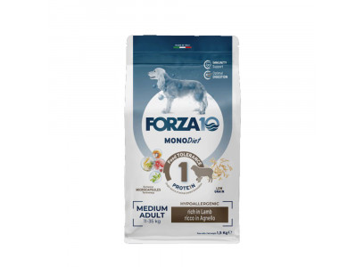 Сухой Корм Forza (Форза) 10 Dog Medium Monodiet Low Grain Для Собак Средних Пород При Аллергии Ягненок 1,5кг 11809