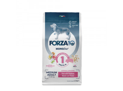 Сухой Корм Forza (Форза) 10 Dog Medium Monodiet Low Grain Для Собак Средних Пород При Аллергии Свинина и Картофель 1,5кг 09409