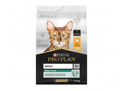 Сухой Корм Pro Plan (Проплан) Adult Renal Plus Chicken Для Кошек Для Поддержания Здоровья Почек Курица 3кг 