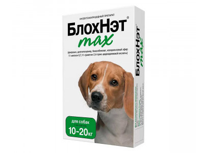 БлохНэт Max Капли От Блох и Клещей Для Собак 10-20кг 2мл Астрафарм 