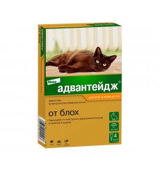 Капли От Блох Для Кошек и Котят Весом До 4кг Адвантейдж 0,4мл Elanco (1*4) 