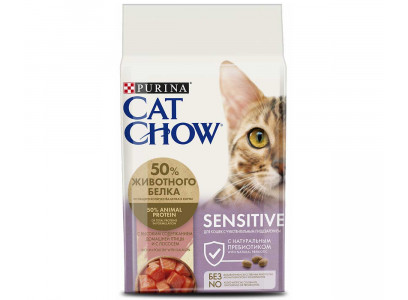 Сухой Корм Cat Chow (Кэт Чау) Для Кошек с Чувствительным Пищеварением Птица и Лосось Special Care Sensitive 1,5кг 