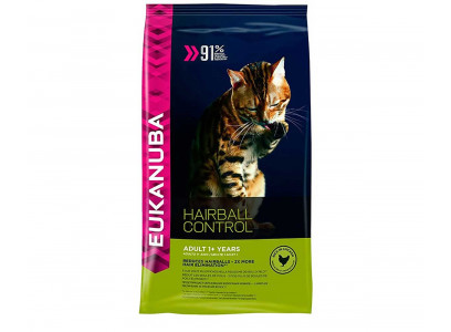 Сухой Корм Eukanuba (Эукануба) Для Кошек Вывод Шерсти Из Желудка Живущих Дома Птица Adult Hairball Control Indoor 2кг 