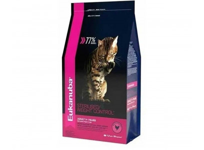 Сухой Корм Eukanuba (Эукануба) Для Стерилизованных Кошек и Кастрированных Котов Контроль Веса Птица Adult Sterilised / Weight Control 1,5кг 