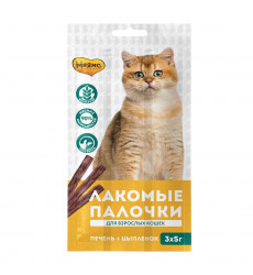 Лакомство Для Кошек Мнямс Палочки 13,5см Цыпленок+Печень